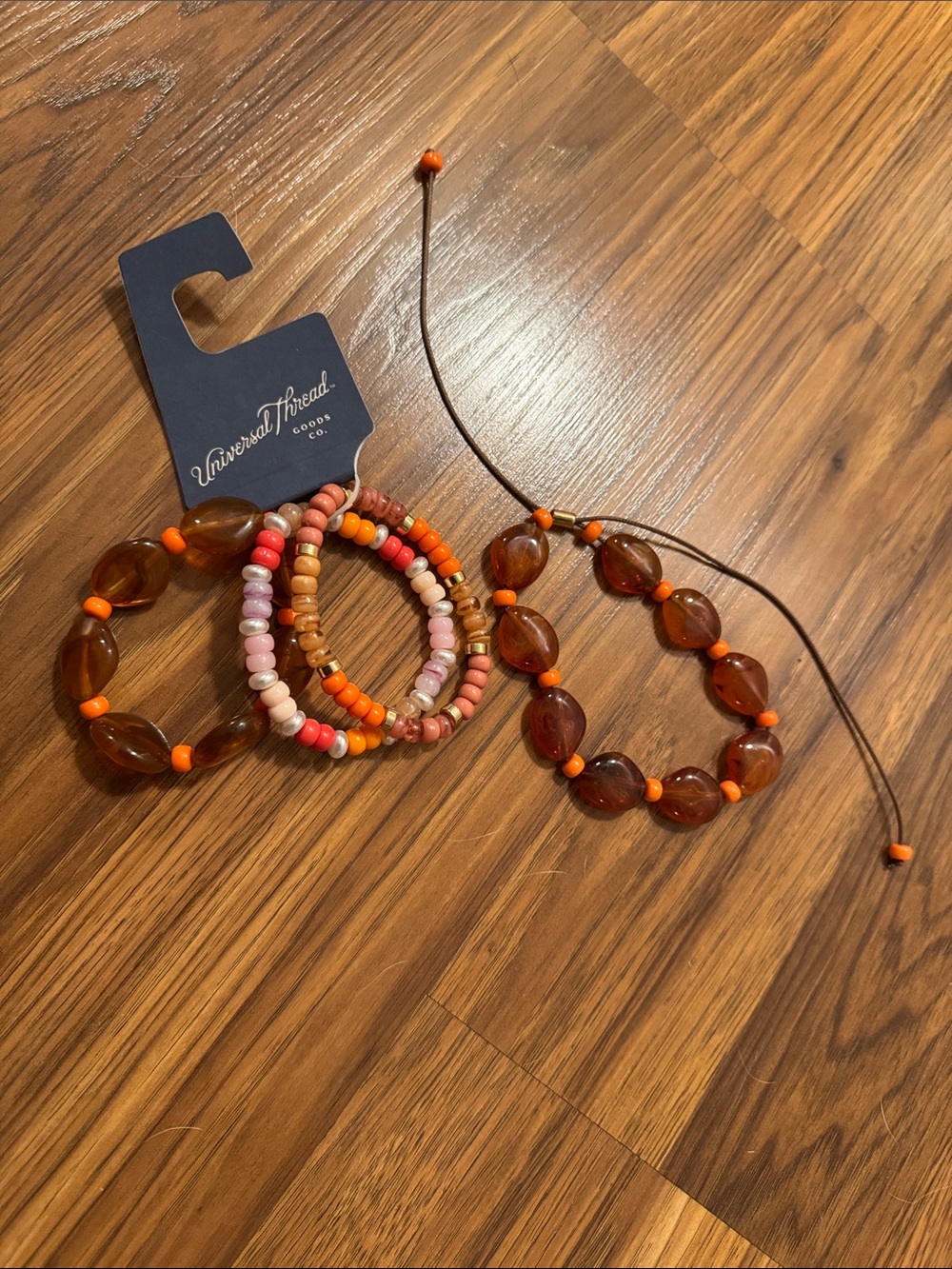 Universal Thread Brown, Orange & Pink Beaded Bracelet and Necklace Set